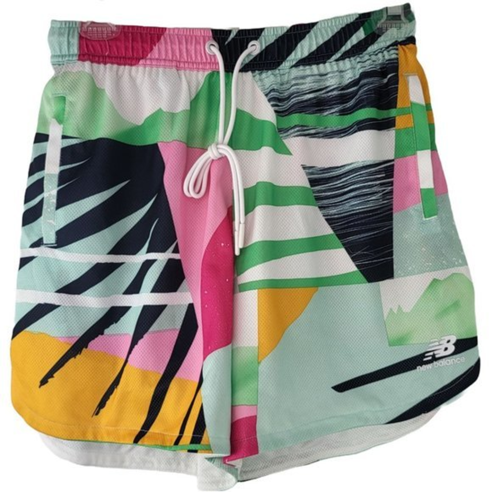 New Balance Short Small Tropic Printed Mesh Lined Pocket Draw String Shorts New‎